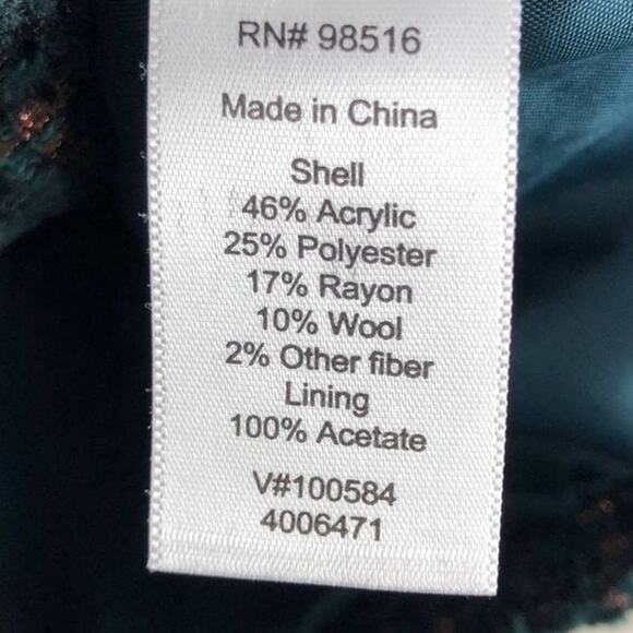 Coldwater Creek Classic Green Blue Metallic Bronze Tweed Zip Moto Jacket Blazer - Picture 9 of 12